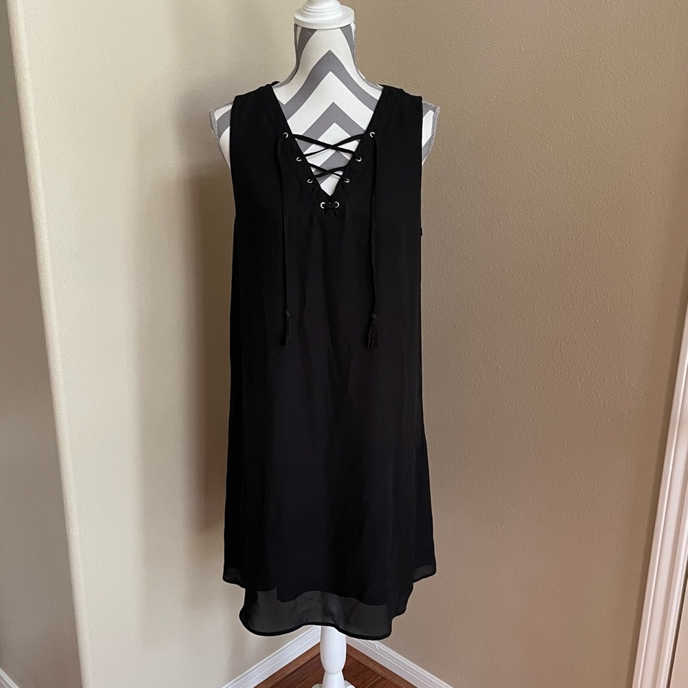 Krazy Kat Black Lace-Up Sleeveless Dress - Cover Up - Size: XL